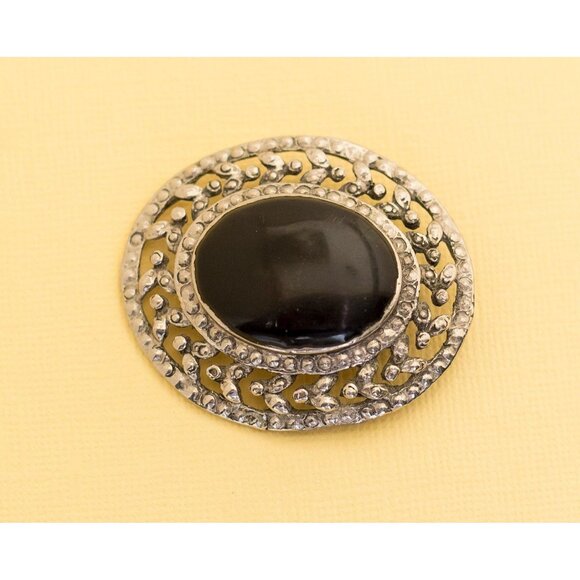 Vintage Art Deco Silver Tone Oval Brooch i7 - Picture 1 of 2